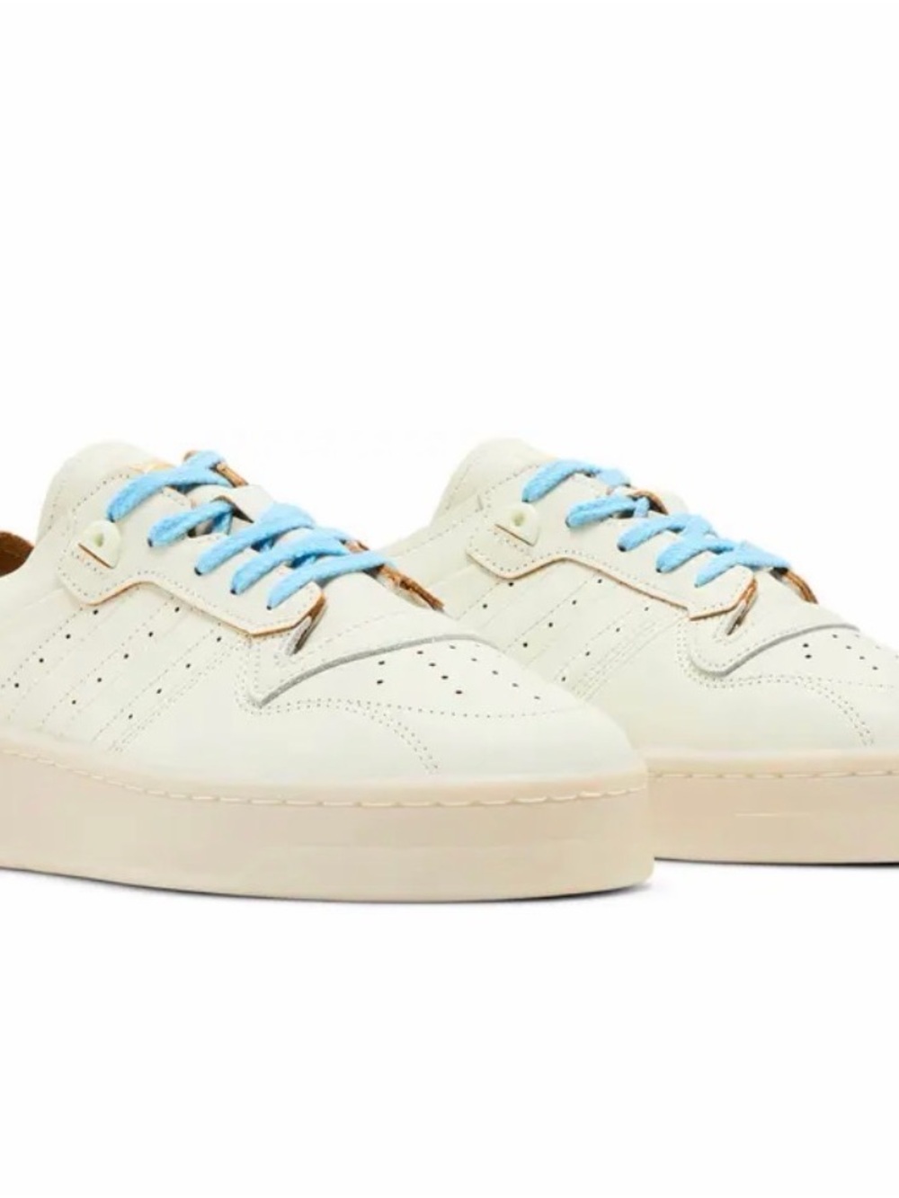 Adidas Rivalry Cream Leather Sneakers with Light Blue Laces